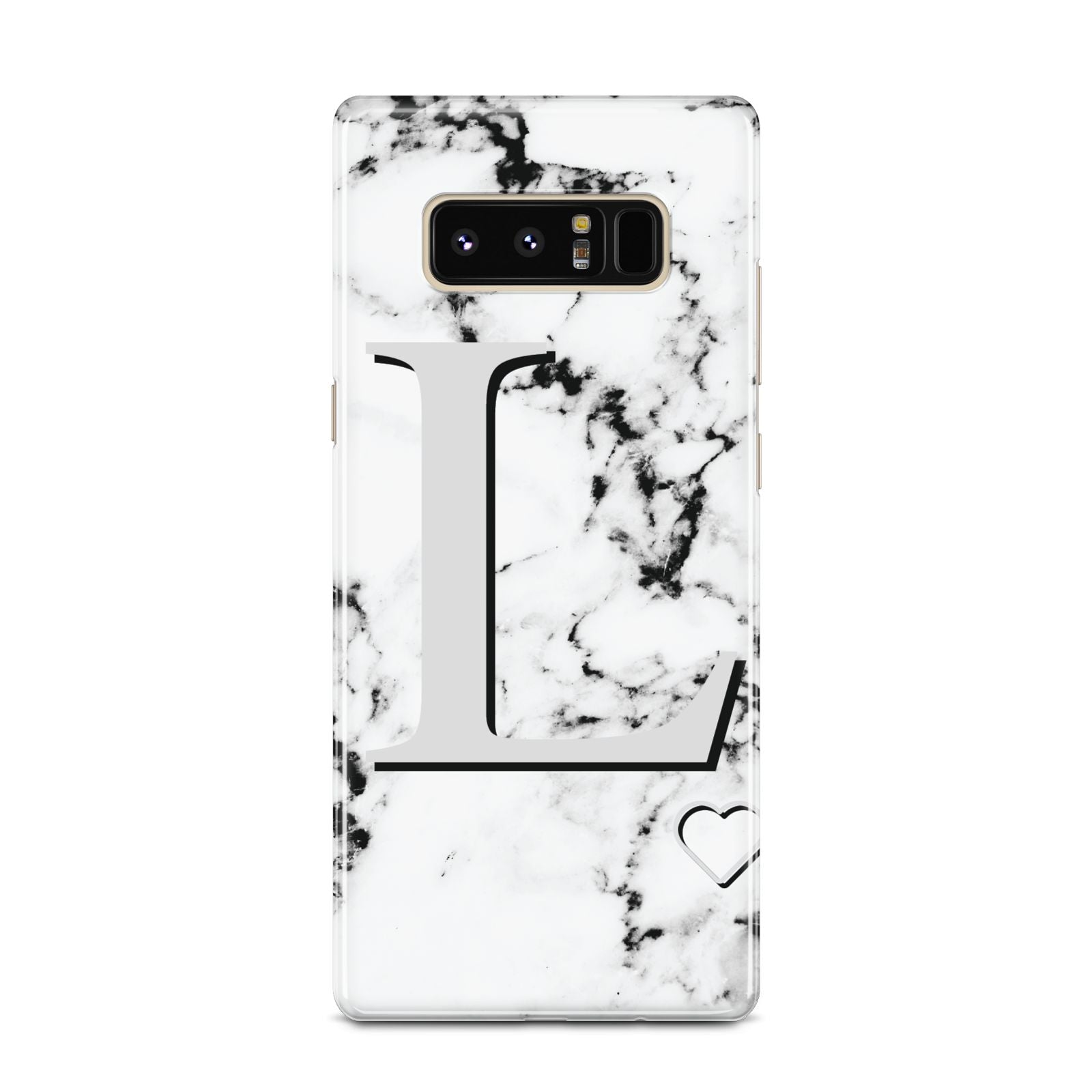 Personalised Grey Initials Heart Marble Samsung Galaxy Note 8 Case