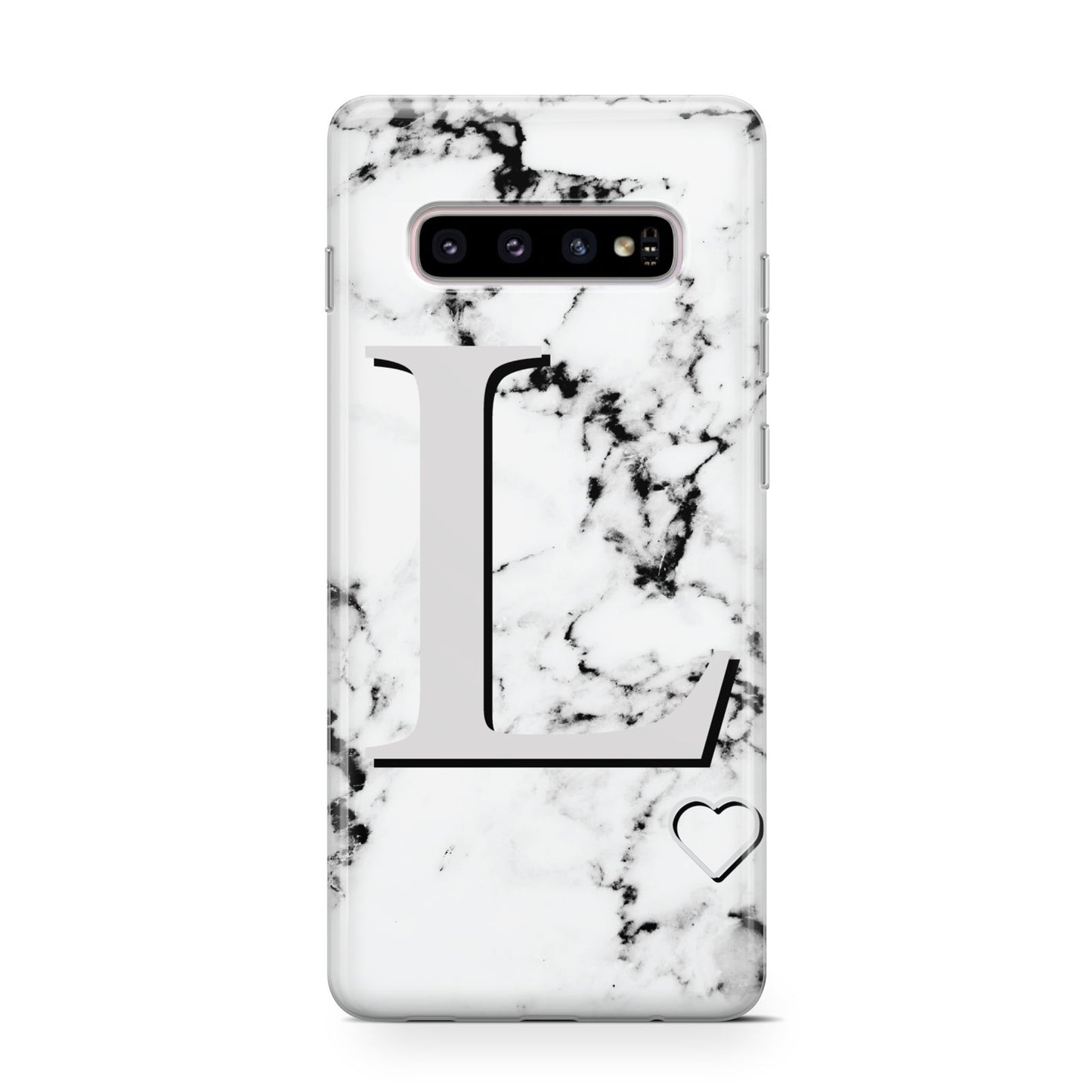 Personalised Grey Initials Heart Marble Samsung Galaxy S10 Case