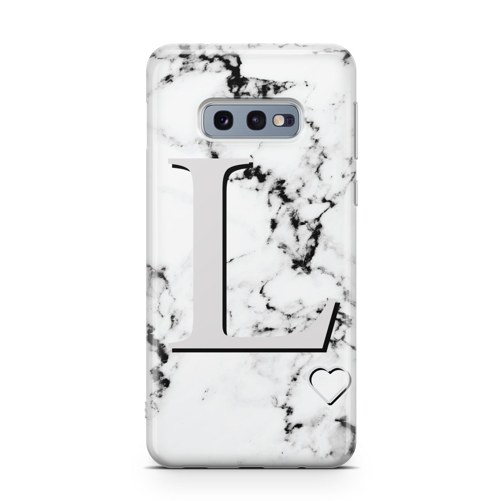 Personalised Grey Initials Heart Marble Samsung Galaxy S10E Case