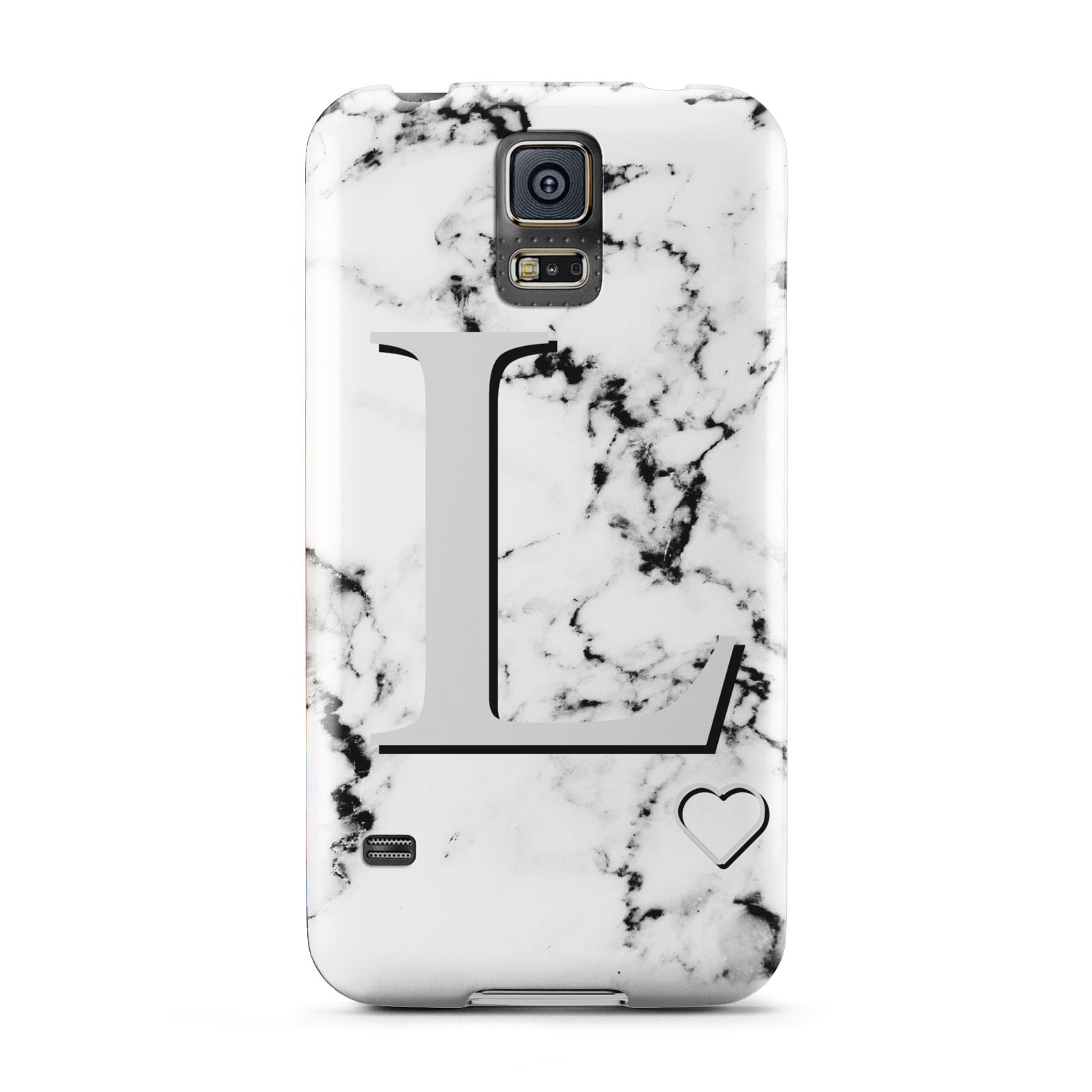 Personalised Grey Initials Heart Marble Samsung Galaxy S5 Case