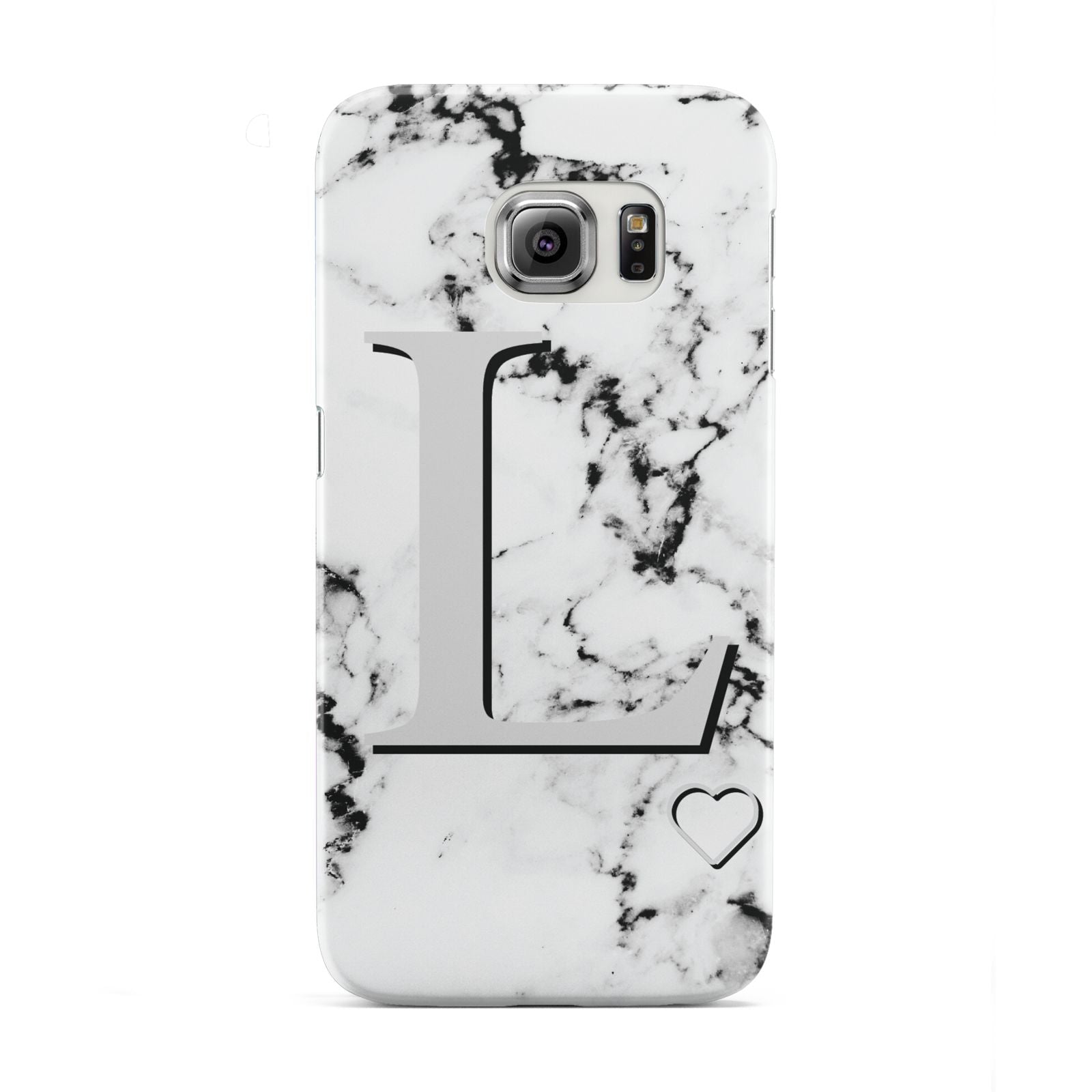 Personalised Grey Initials Heart Marble Samsung Galaxy S6 Edge Case