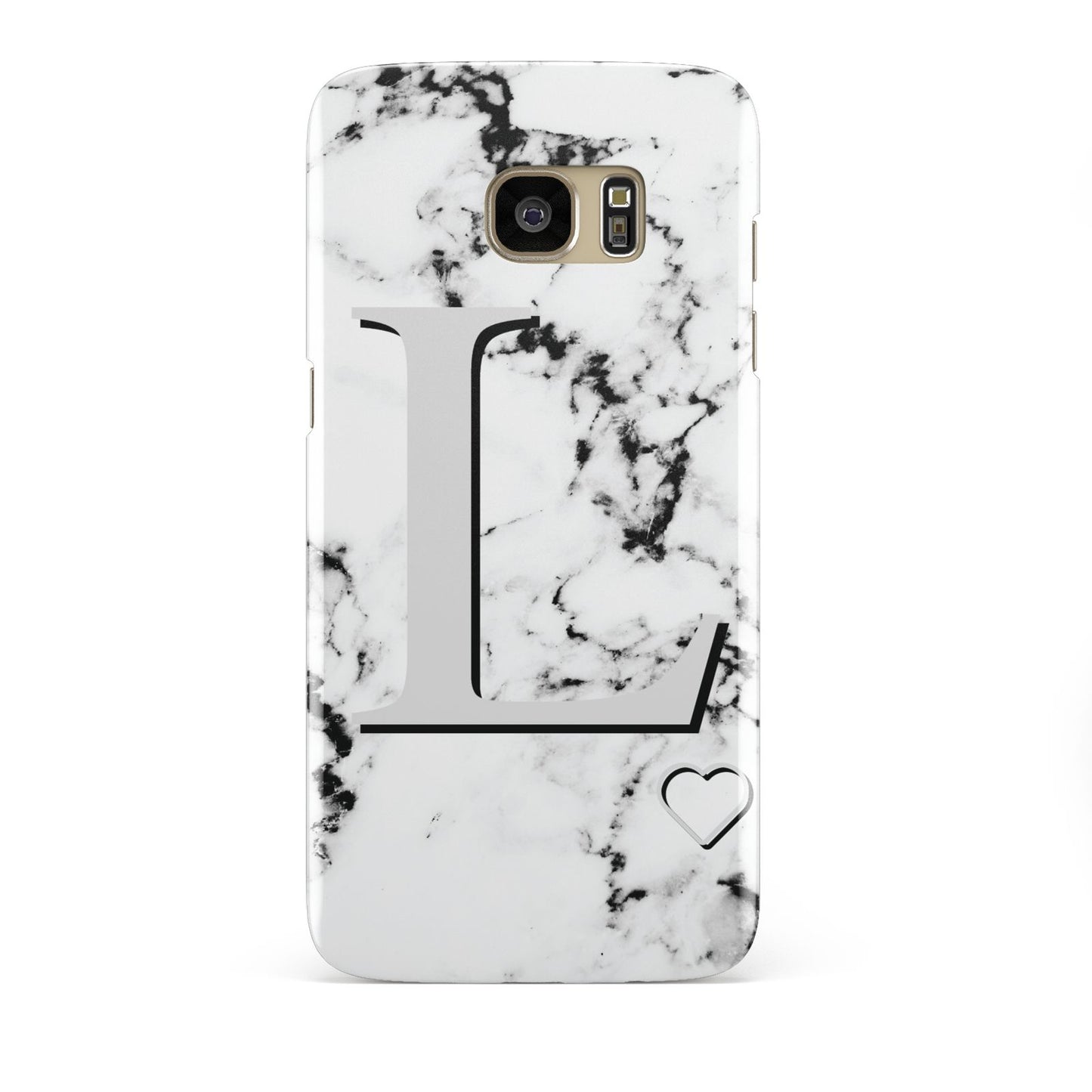 Personalised Grey Initials Heart Marble Samsung Galaxy S7 Edge Case