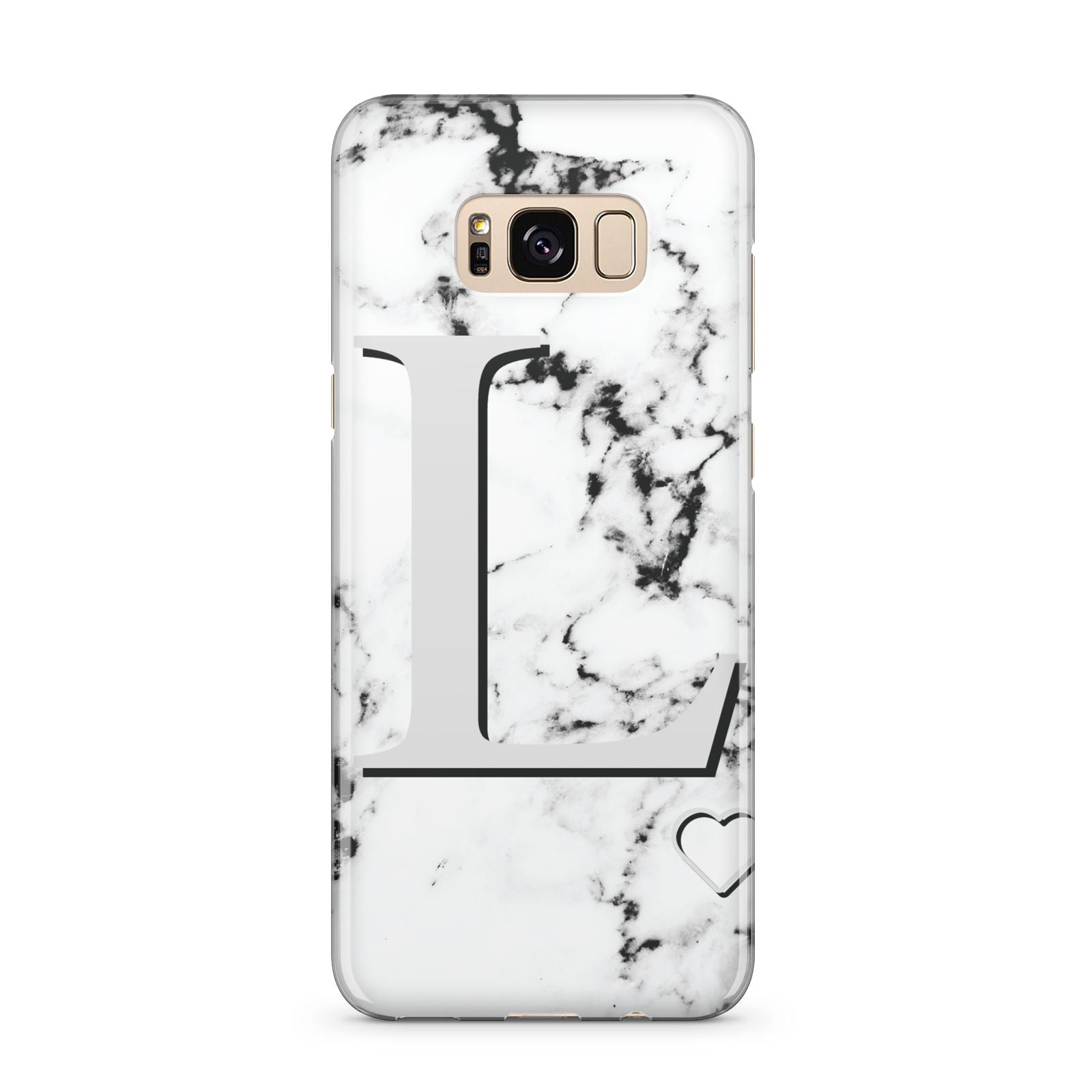 Personalised Grey Initials Heart Marble Samsung Galaxy S8 Plus Case
