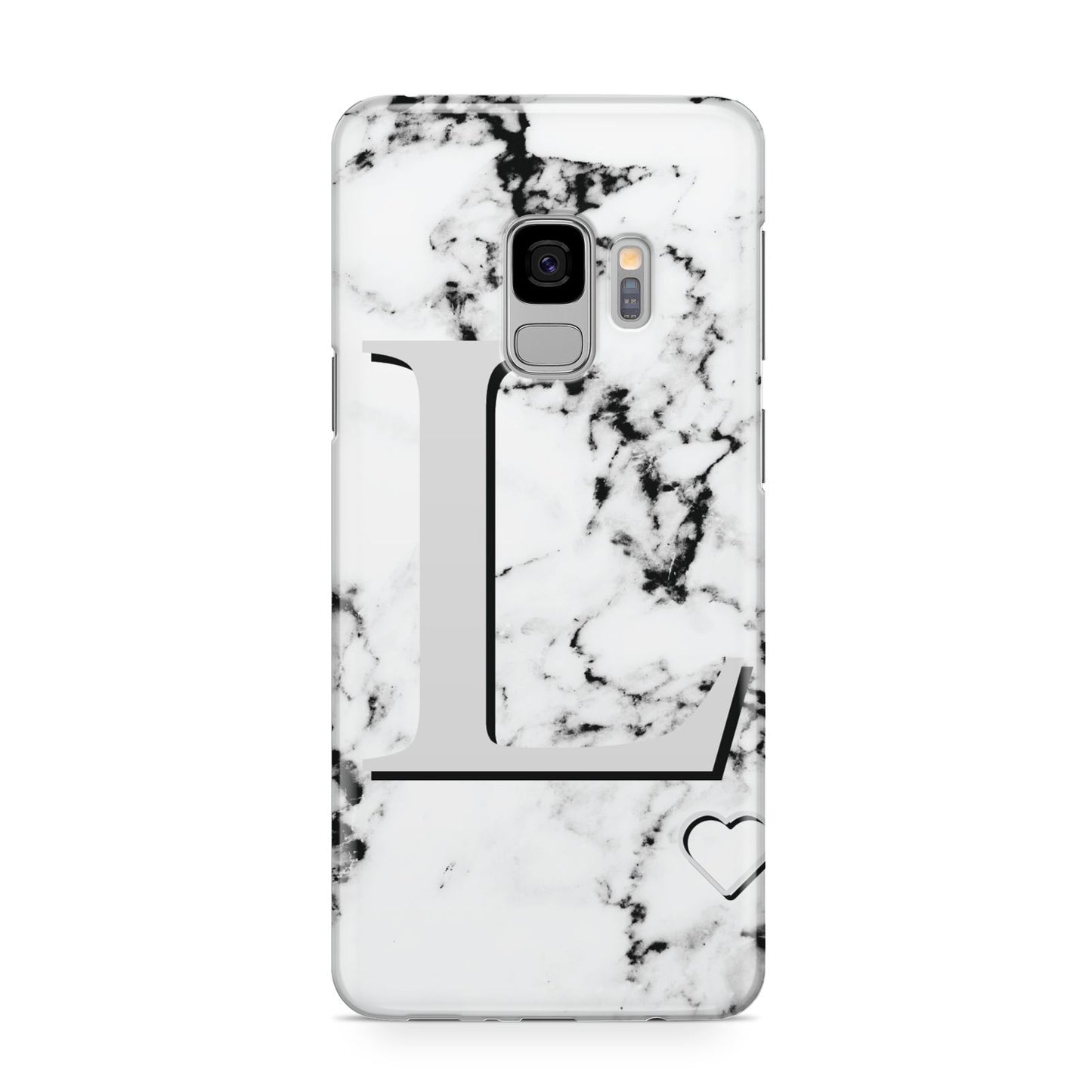 Personalised Grey Initials Heart Marble Samsung Galaxy S9 Case