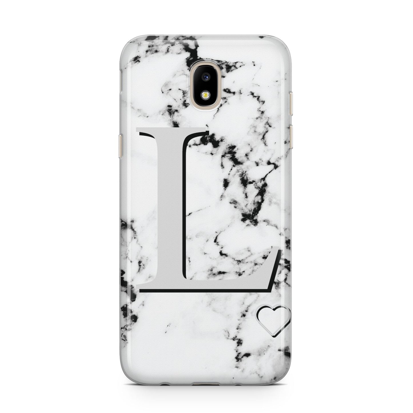 Personalised Grey Initials Heart Marble Samsung J5 2017 Case