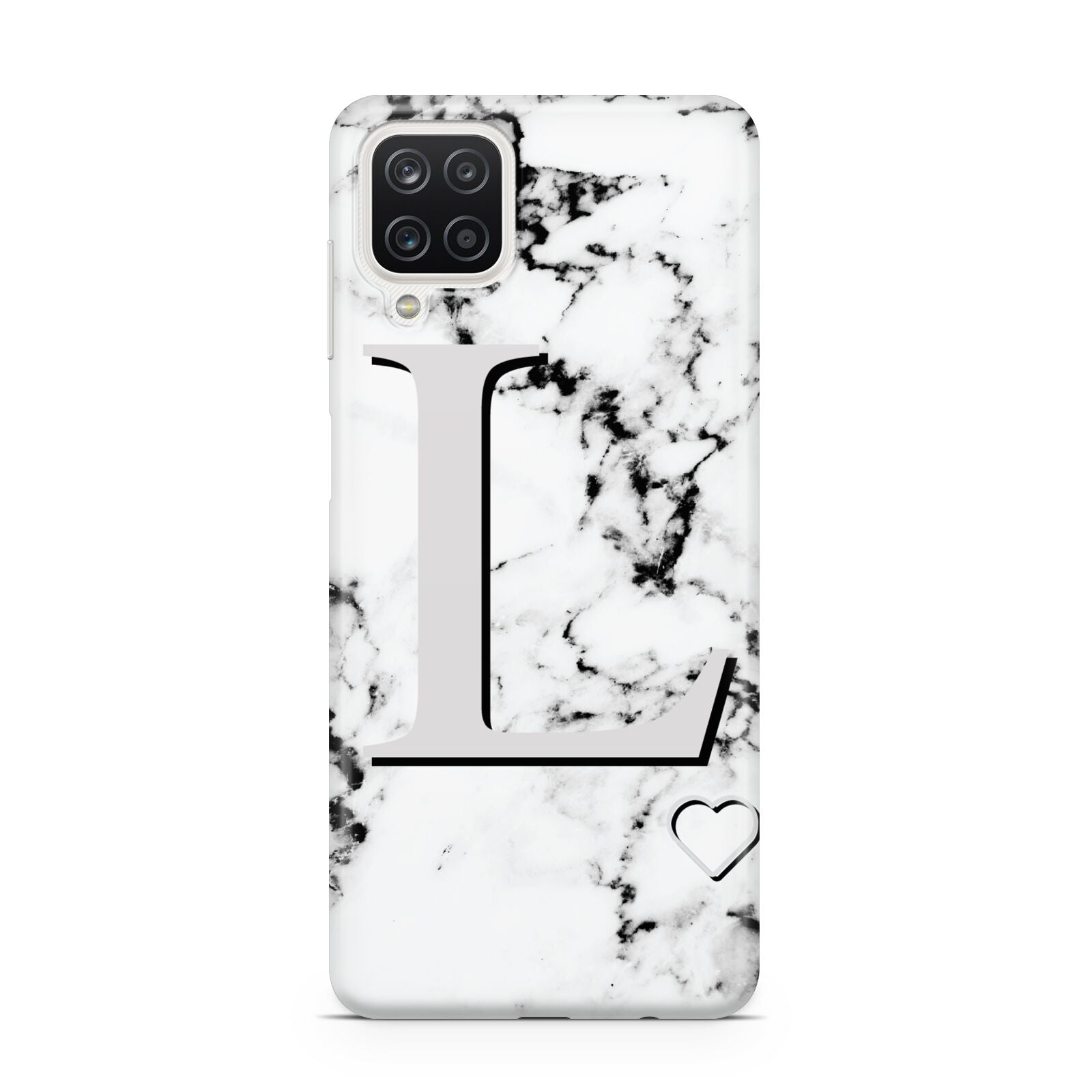 Personalised Grey Initials Heart Marble Samsung M12 Case