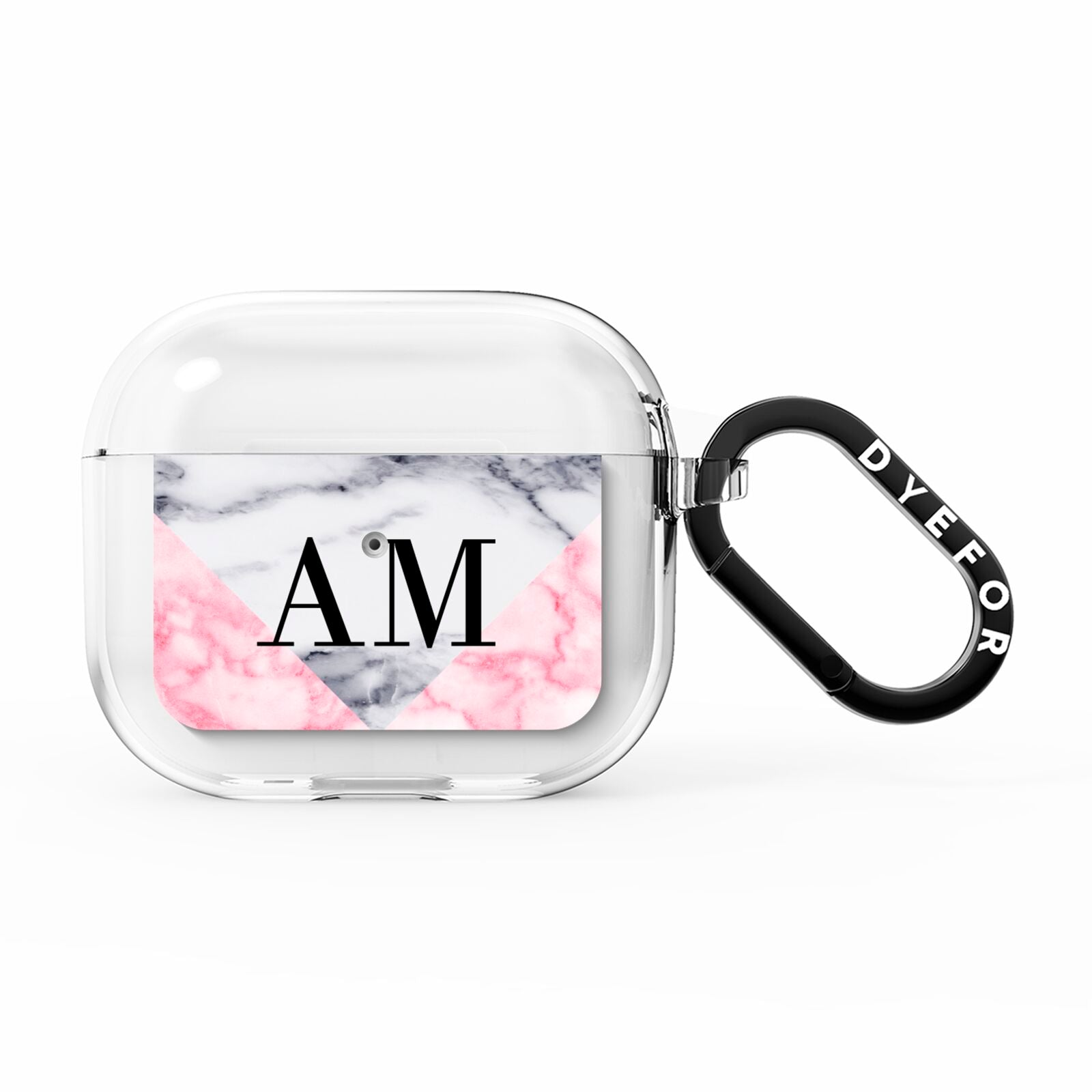 Personalised Grey Inset Marble Initials AirPods Clear Case 3rd Gen