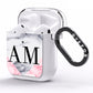 Personalised Grey Inset Marble Initials AirPods Clear Case Side Image