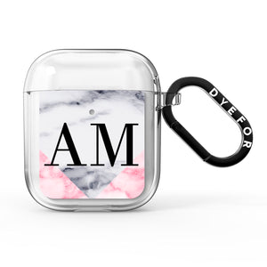 Personalised Grey Inset Marble Initials AirPods Case
