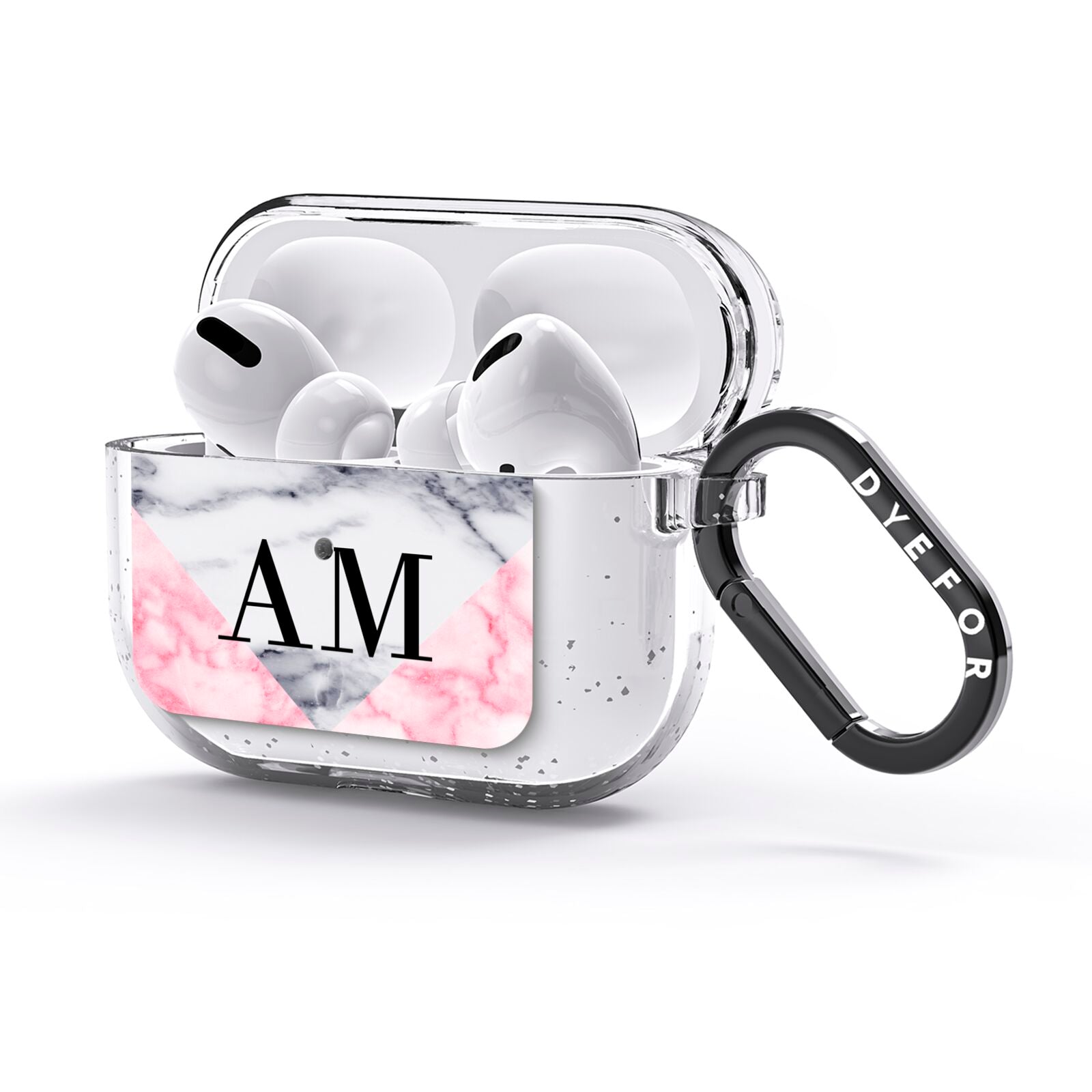 Personalised Grey Inset Marble Initials AirPods Glitter Case 3rd Gen Side Image