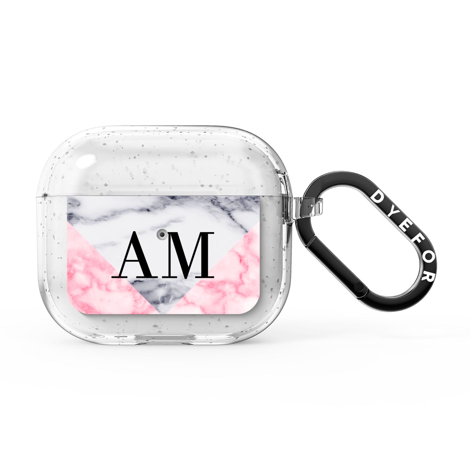 Personalised Grey Inset Marble Initials AirPods Glitter Case 3rd Gen