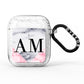 Personalised Grey Inset Marble Initials AirPods Glitter Case