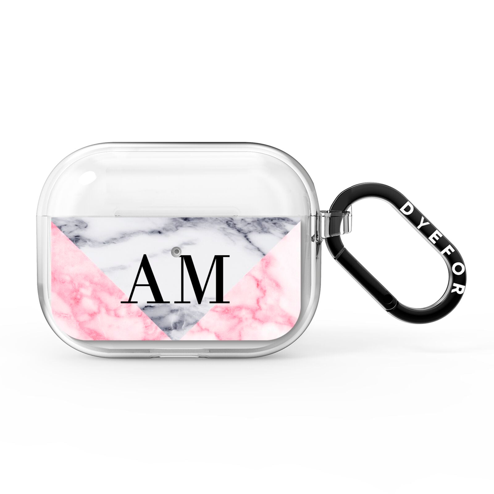 Personalised Grey Inset Marble Initials AirPods Pro Clear Case