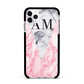 Personalised Grey Inset Marble Initials Apple iPhone 11 Pro Max in Silver with Black Impact Case