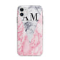 Personalised Grey Inset Marble Initials Apple iPhone 11 in White with Bumper Case