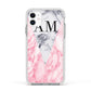 Personalised Grey Inset Marble Initials Apple iPhone 11 in White with White Impact Case