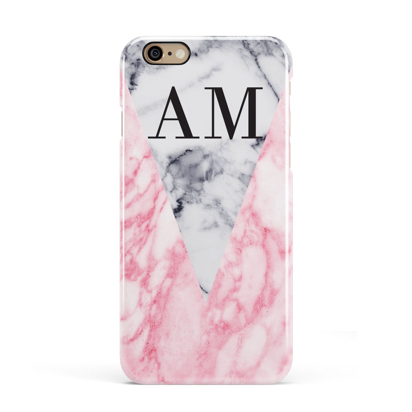 Personalised Grey Inset Marble Initials Apple iPhone 6 3D Snap Case
