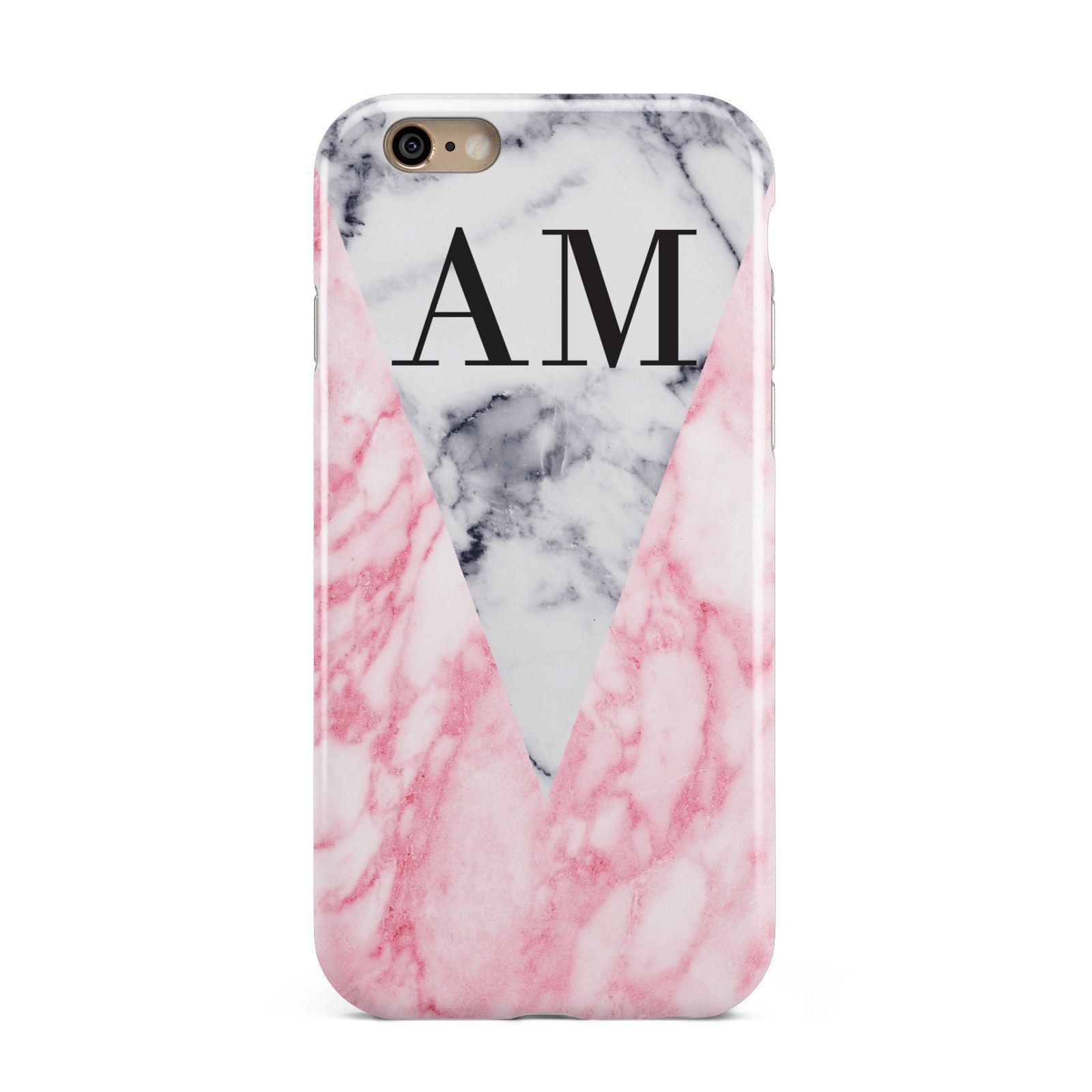 Personalised Grey Inset Marble Initials Apple iPhone 6 3D Tough Case