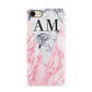 Personalised Grey Inset Marble Initials Apple iPhone 7 8 3D Snap Case