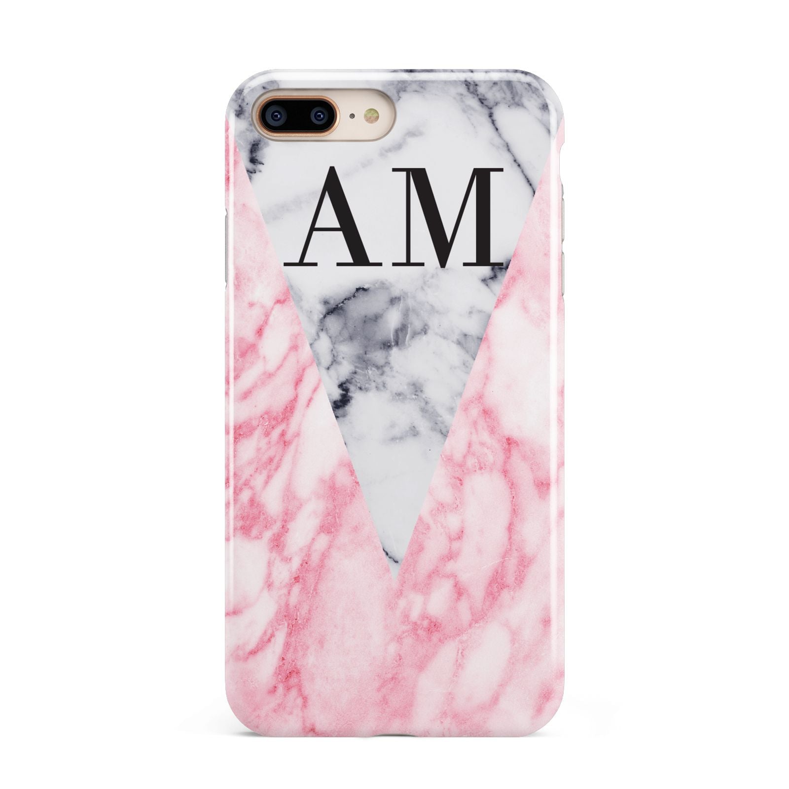 Personalised Grey Inset Marble Initials Apple iPhone 7 8 Plus 3D Tough Case