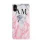 Personalised Grey Inset Marble Initials Apple iPhone XS 3D Snap Case