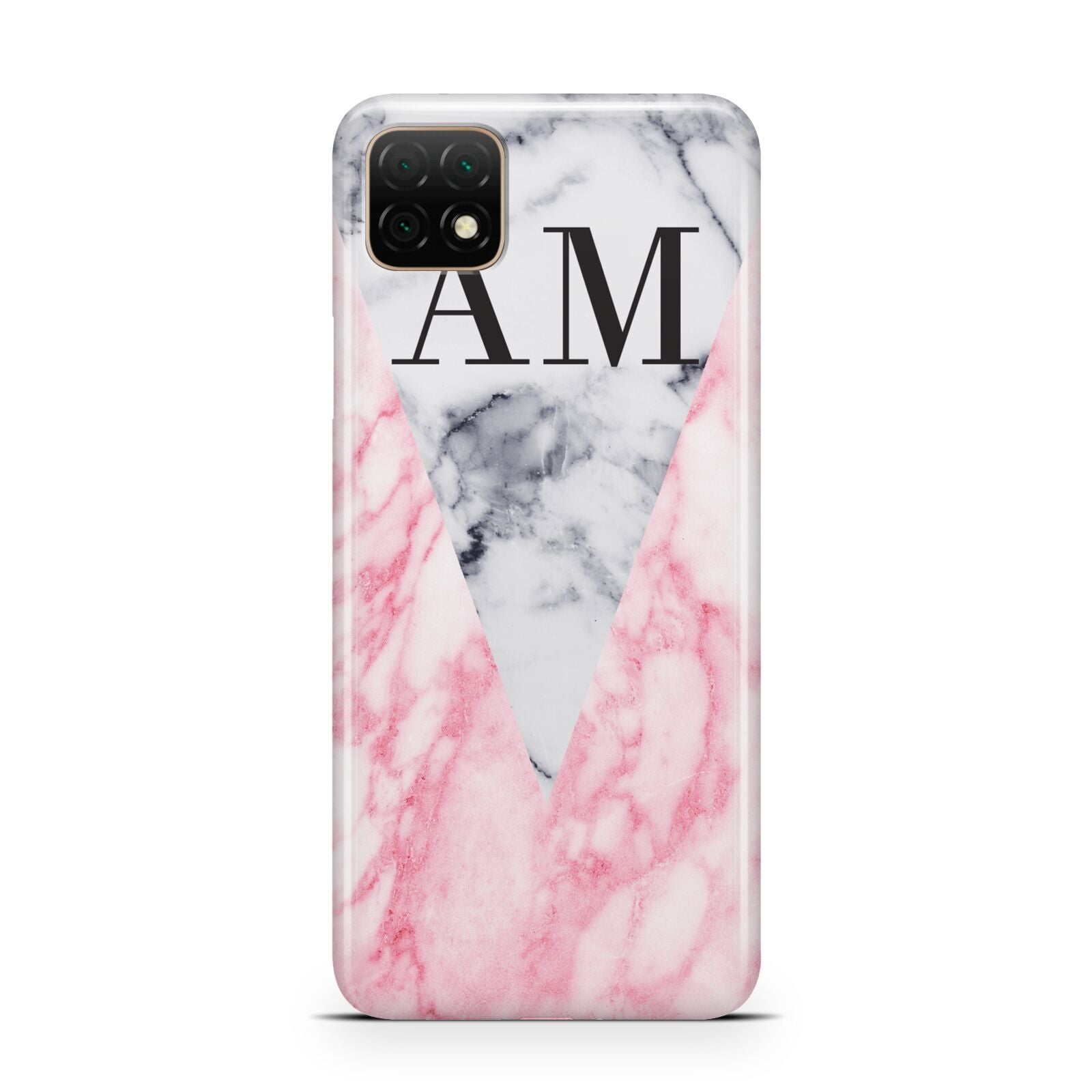Personalised Grey Inset Marble Initials Huawei Enjoy 20 Phone Case