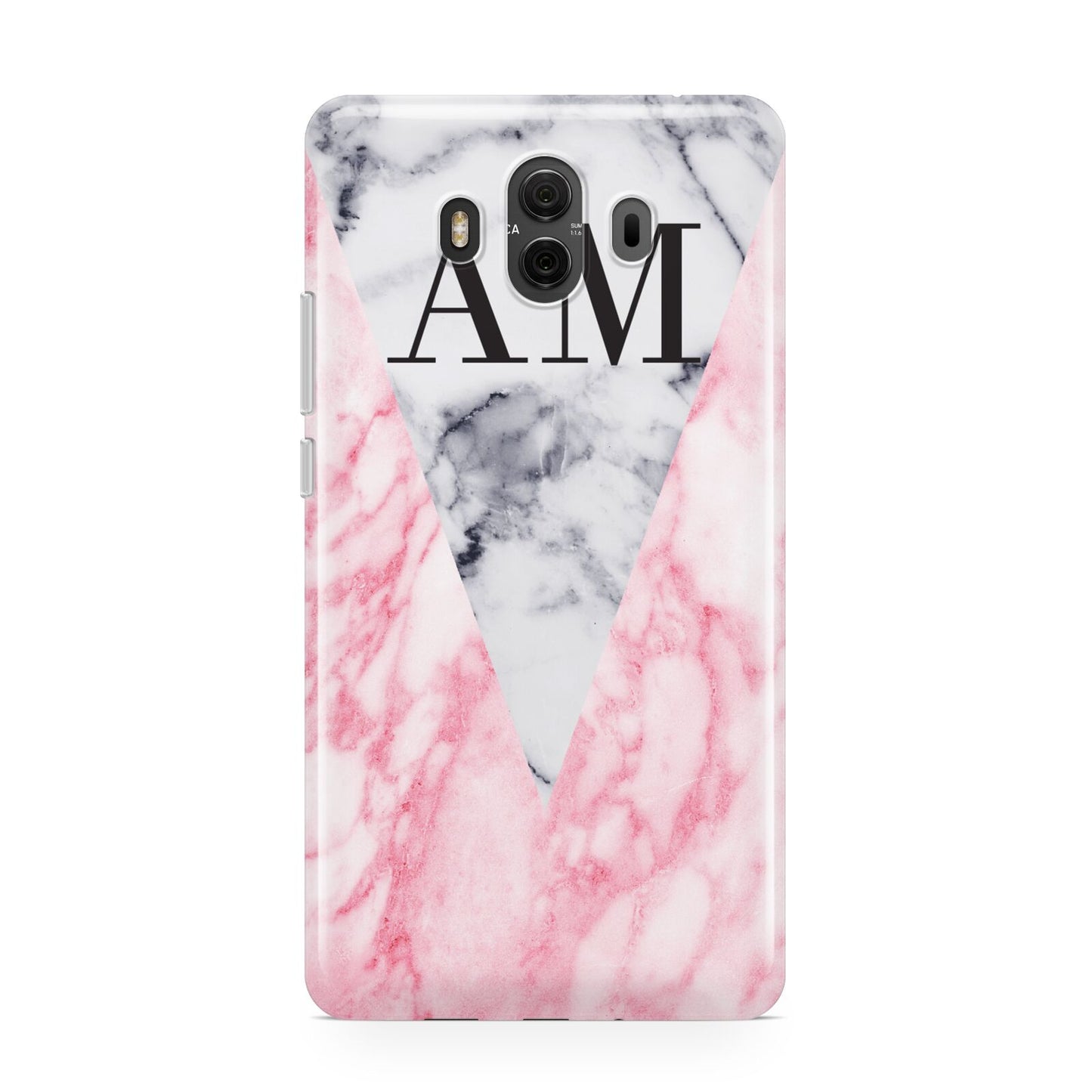 Personalised Grey Inset Marble Initials Huawei Mate 10 Protective Phone Case