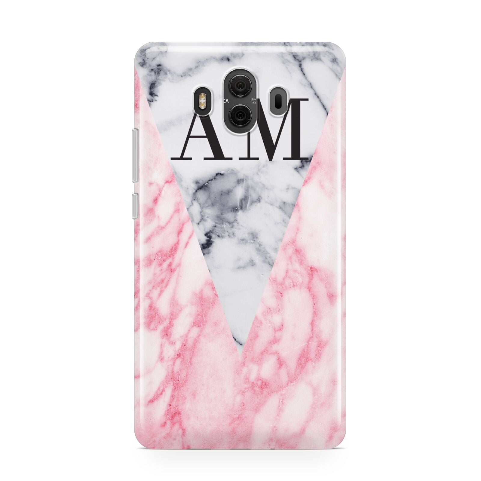 Personalised Grey Inset Marble Initials Huawei Mate 10 Protective Phone Case
