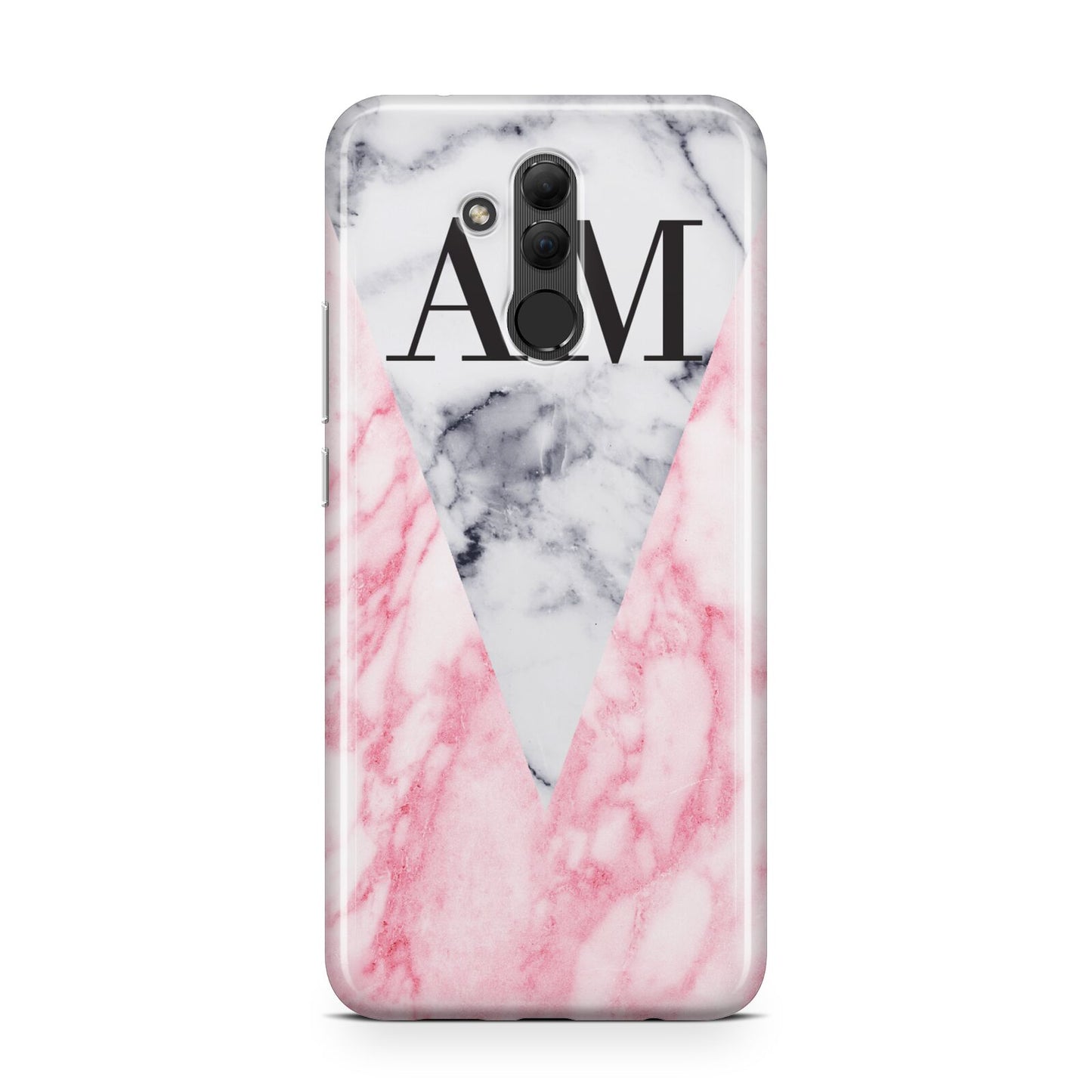 Personalised Grey Inset Marble Initials Huawei Mate 20 Lite