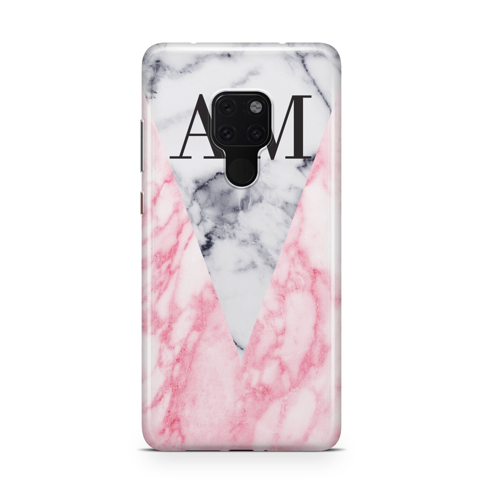 Personalised Grey Inset Marble Initials Huawei Mate 20 Phone Case