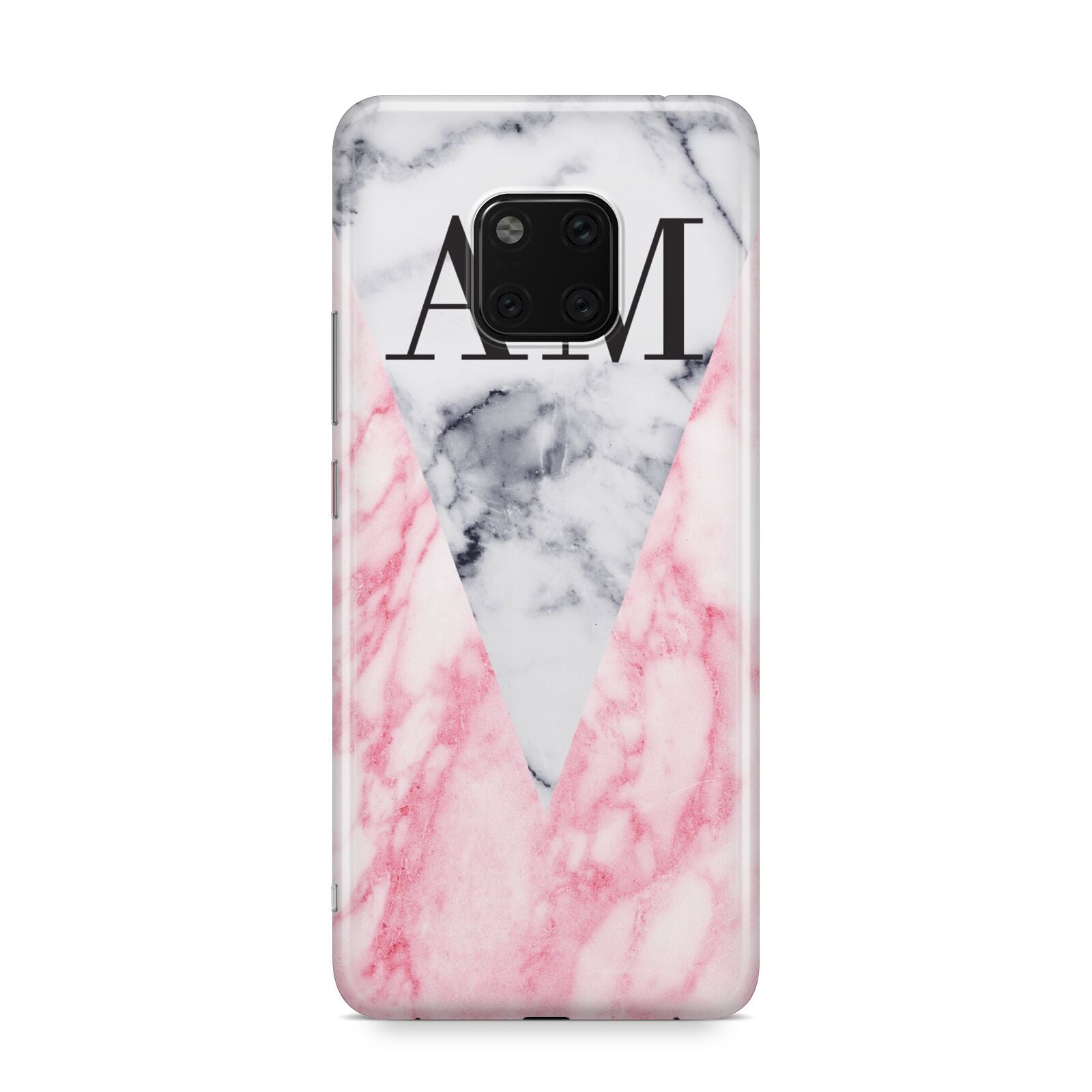 Personalised Grey Inset Marble Initials Huawei Mate 20 Pro Phone Case