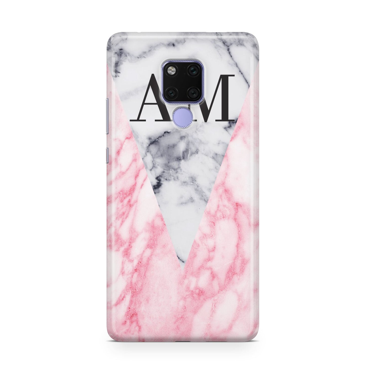 Personalised Grey Inset Marble Initials Huawei Mate 20X Phone Case