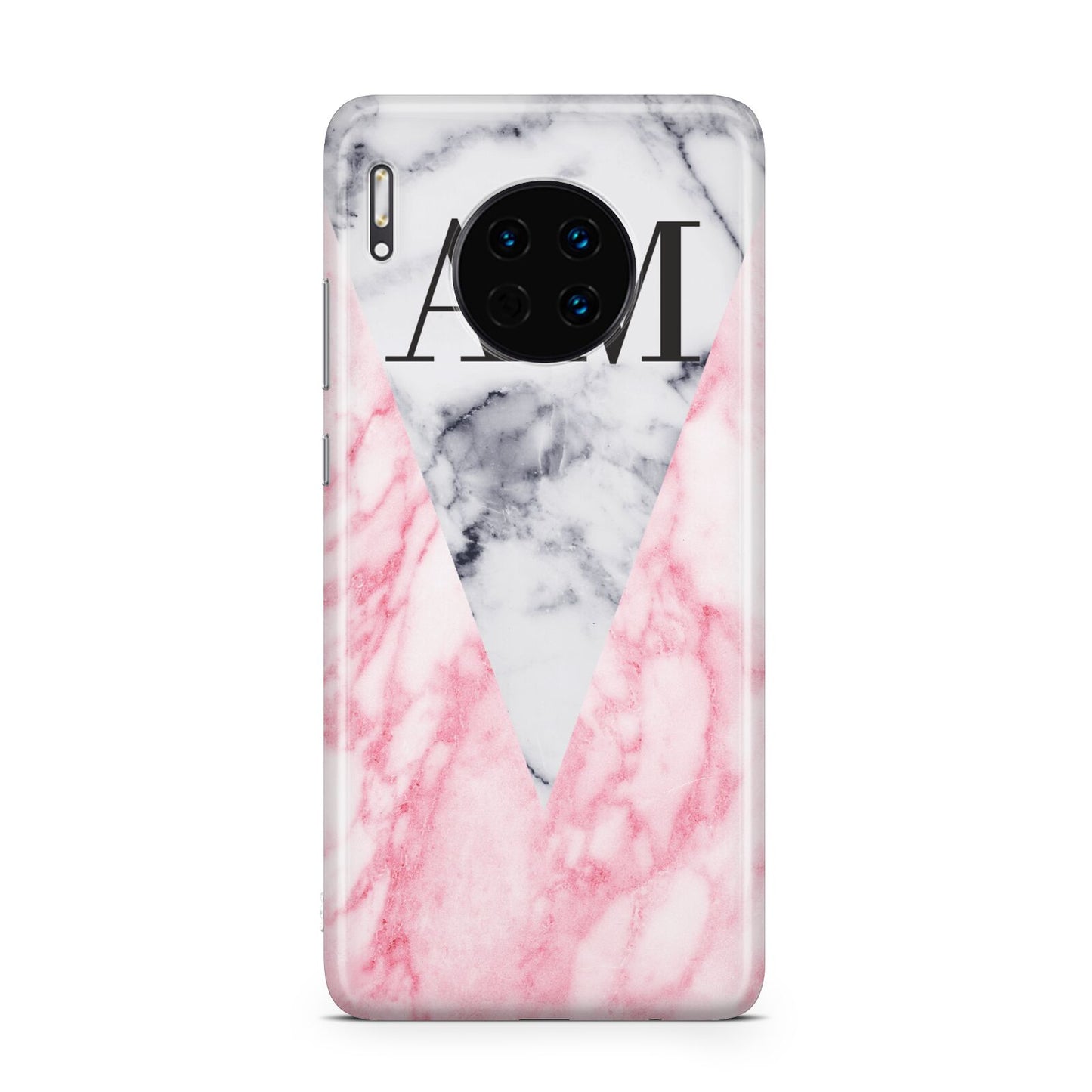 Personalised Grey Inset Marble Initials Huawei Mate 30