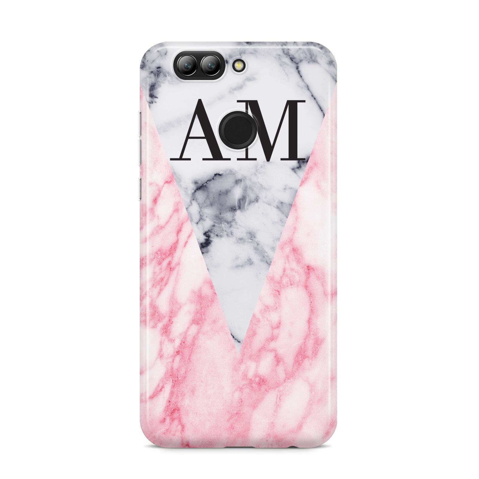 Personalised Grey Inset Marble Initials Huawei Nova 2s Phone Case