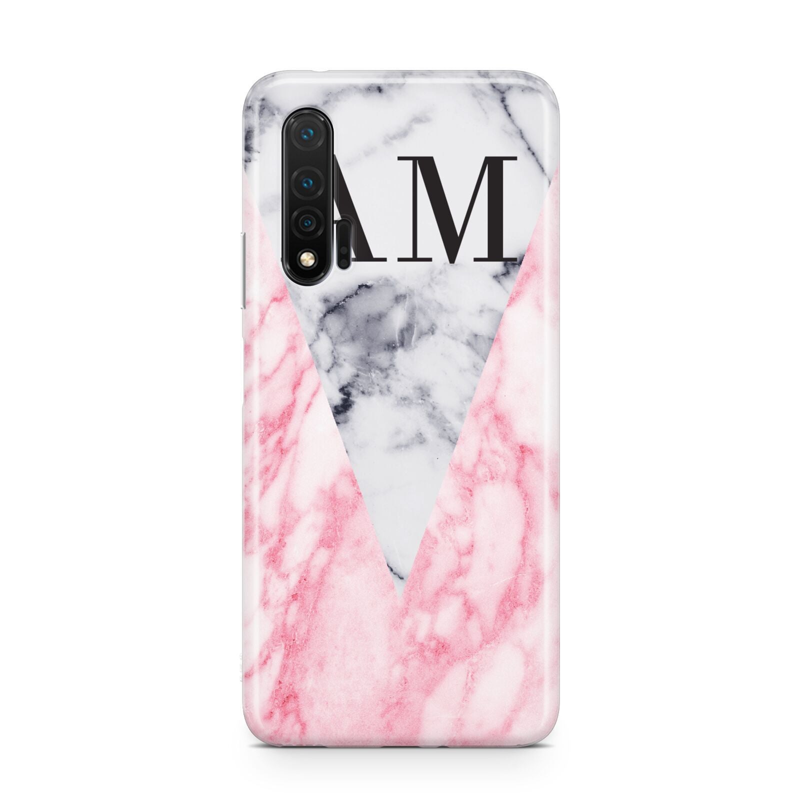Personalised Grey Inset Marble Initials Huawei Nova 6 Phone Case
