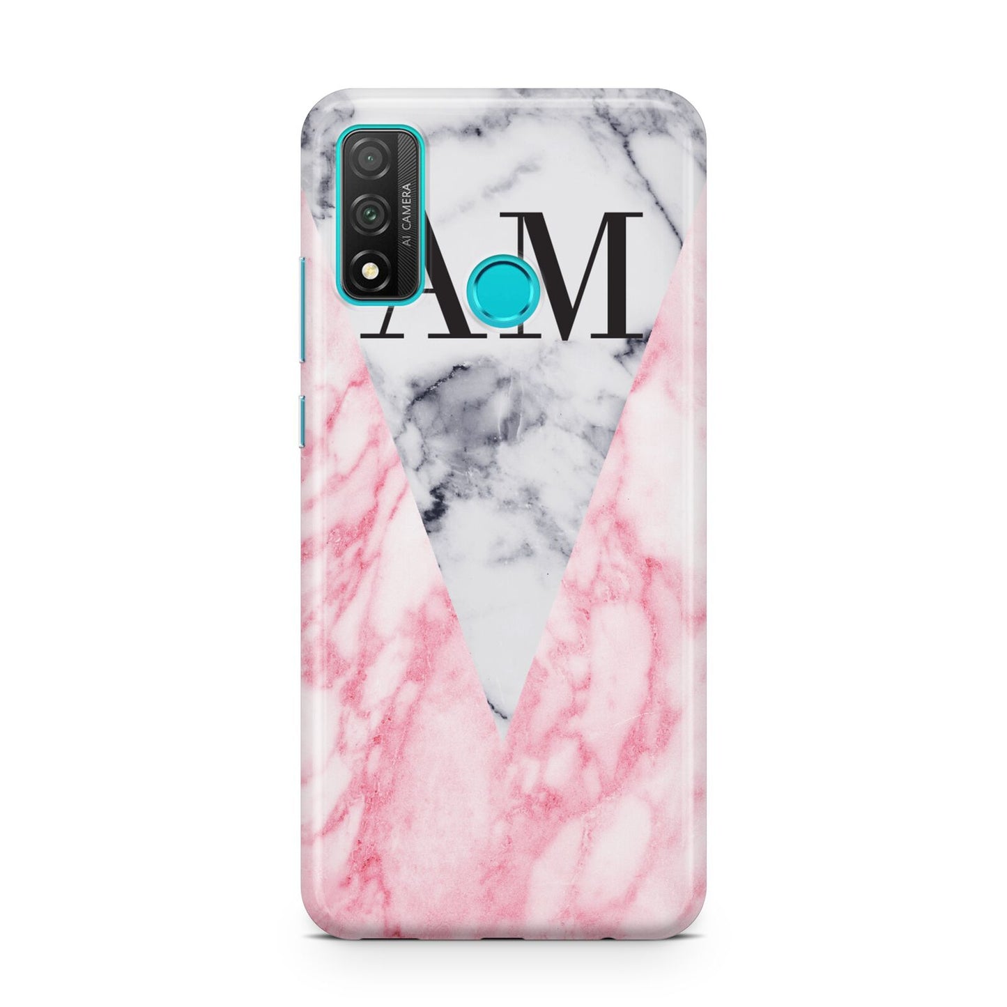 Personalised Grey Inset Marble Initials Huawei P Smart 2020