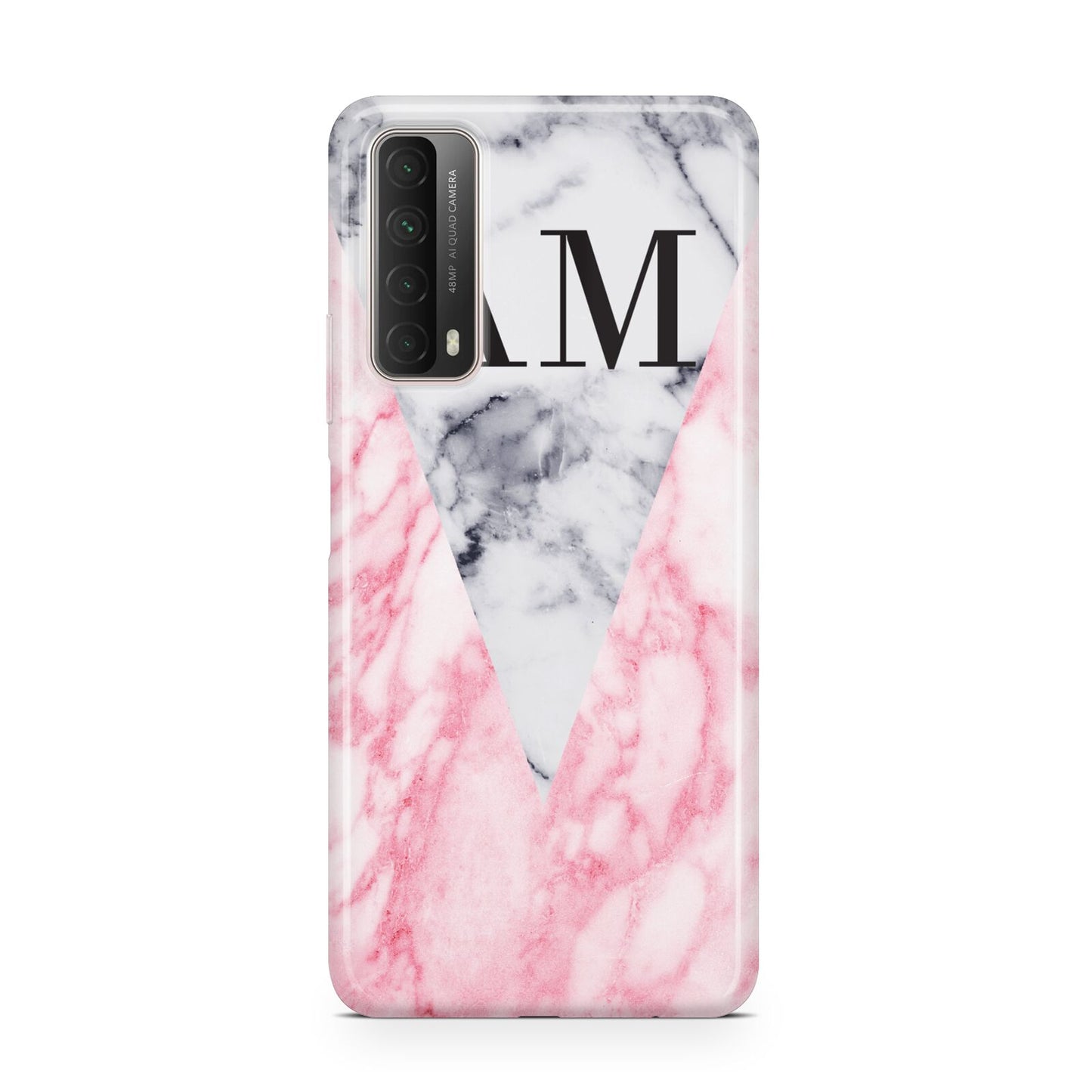 Personalised Grey Inset Marble Initials Huawei P Smart 2021