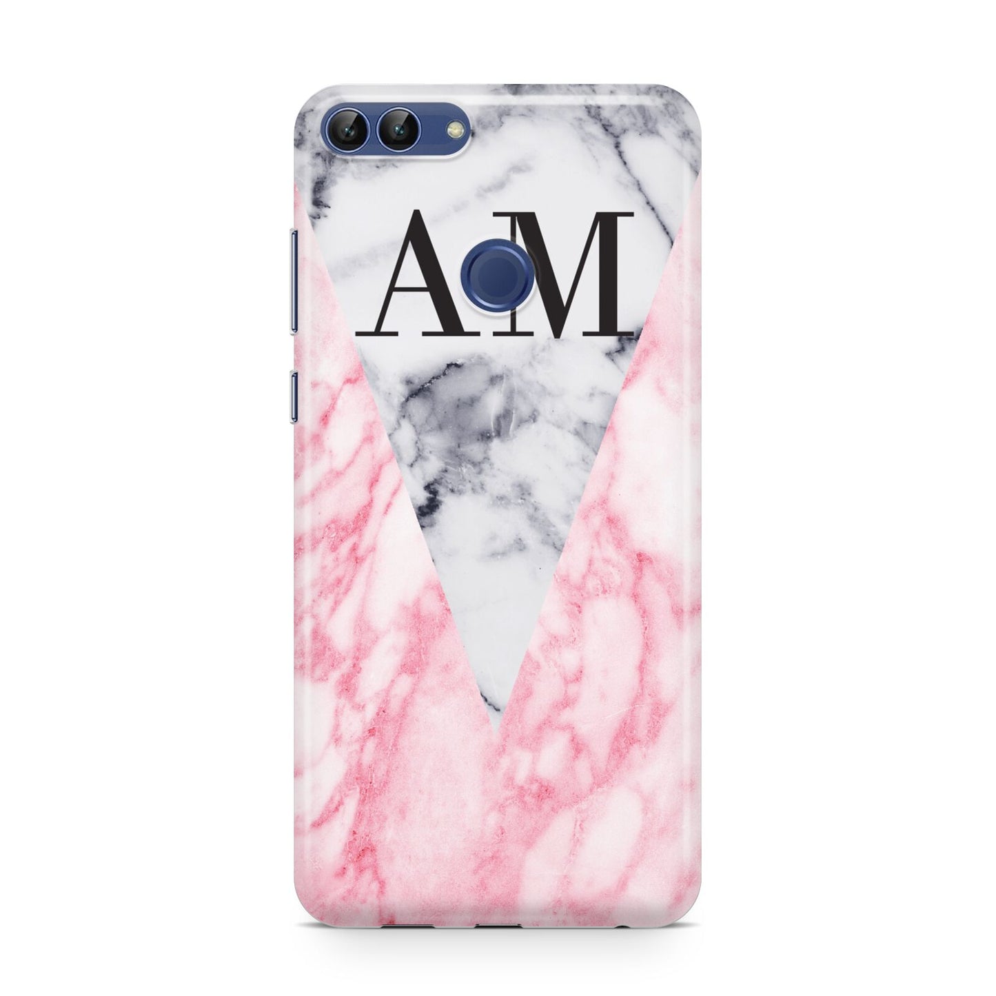 Personalised Grey Inset Marble Initials Huawei P Smart Case