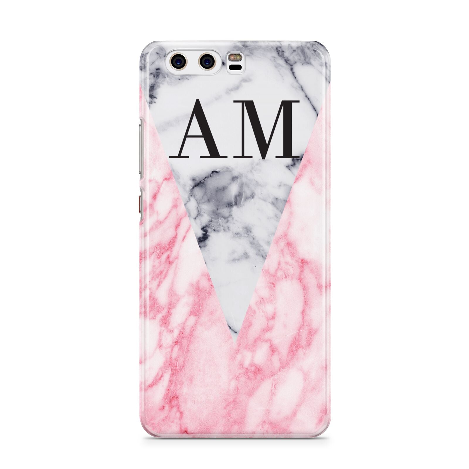 Personalised Grey Inset Marble Initials Huawei P10 Phone Case