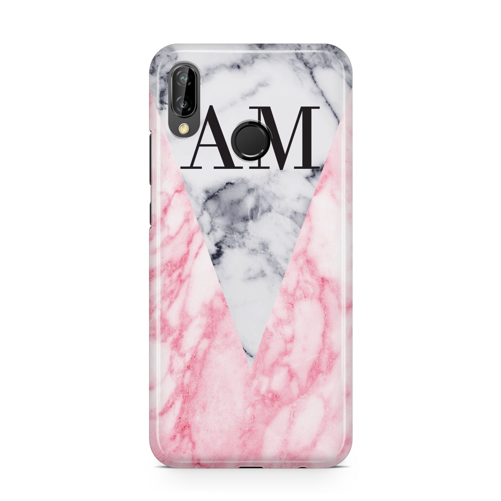 Personalised Grey Inset Marble Initials Huawei P20 Lite Phone Case