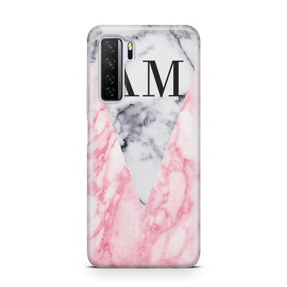 Personalised Grey Inset Marble Initials Huawei P40 Lite 5G Phone Case