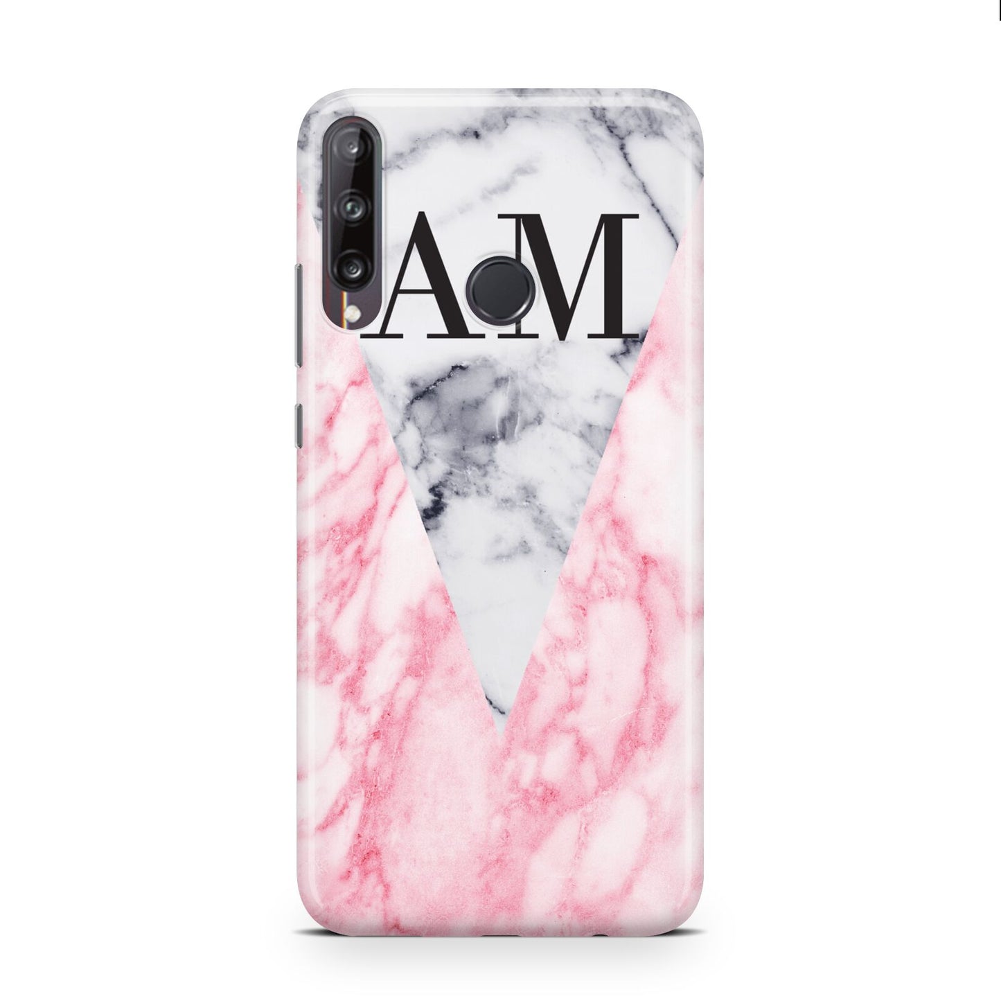 Personalised Grey Inset Marble Initials Huawei P40 Lite E Phone Case