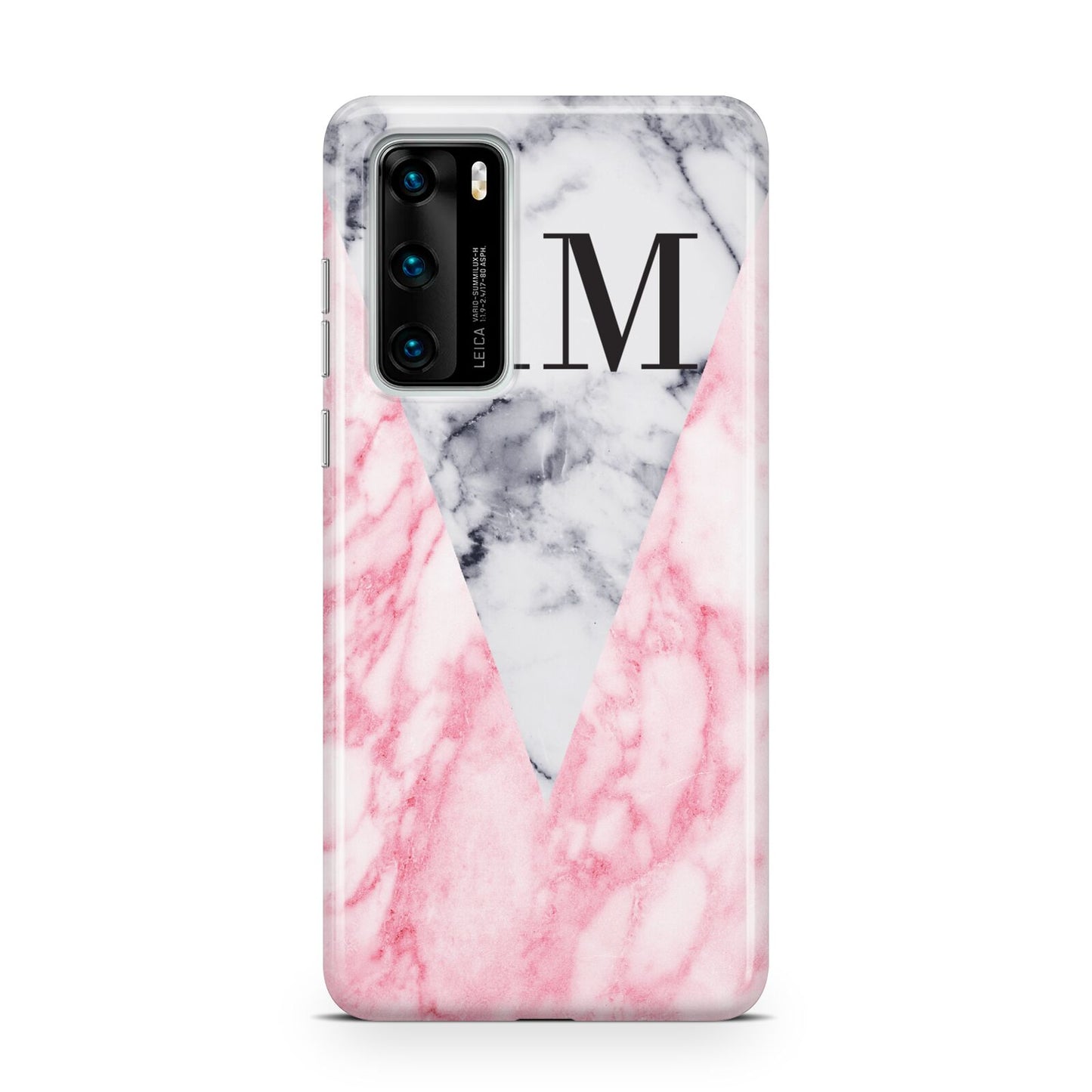 Personalised Grey Inset Marble Initials Huawei P40 Phone Case