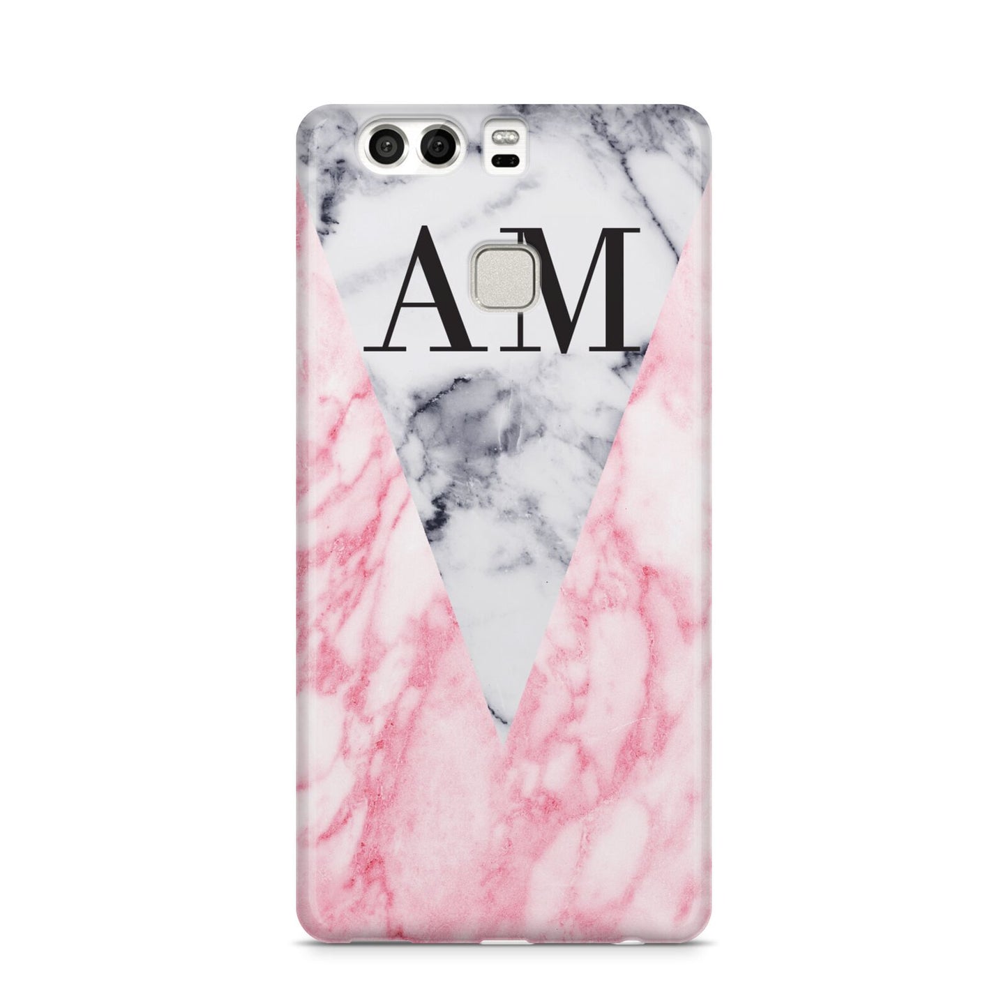 Personalised Grey Inset Marble Initials Huawei P9 Case