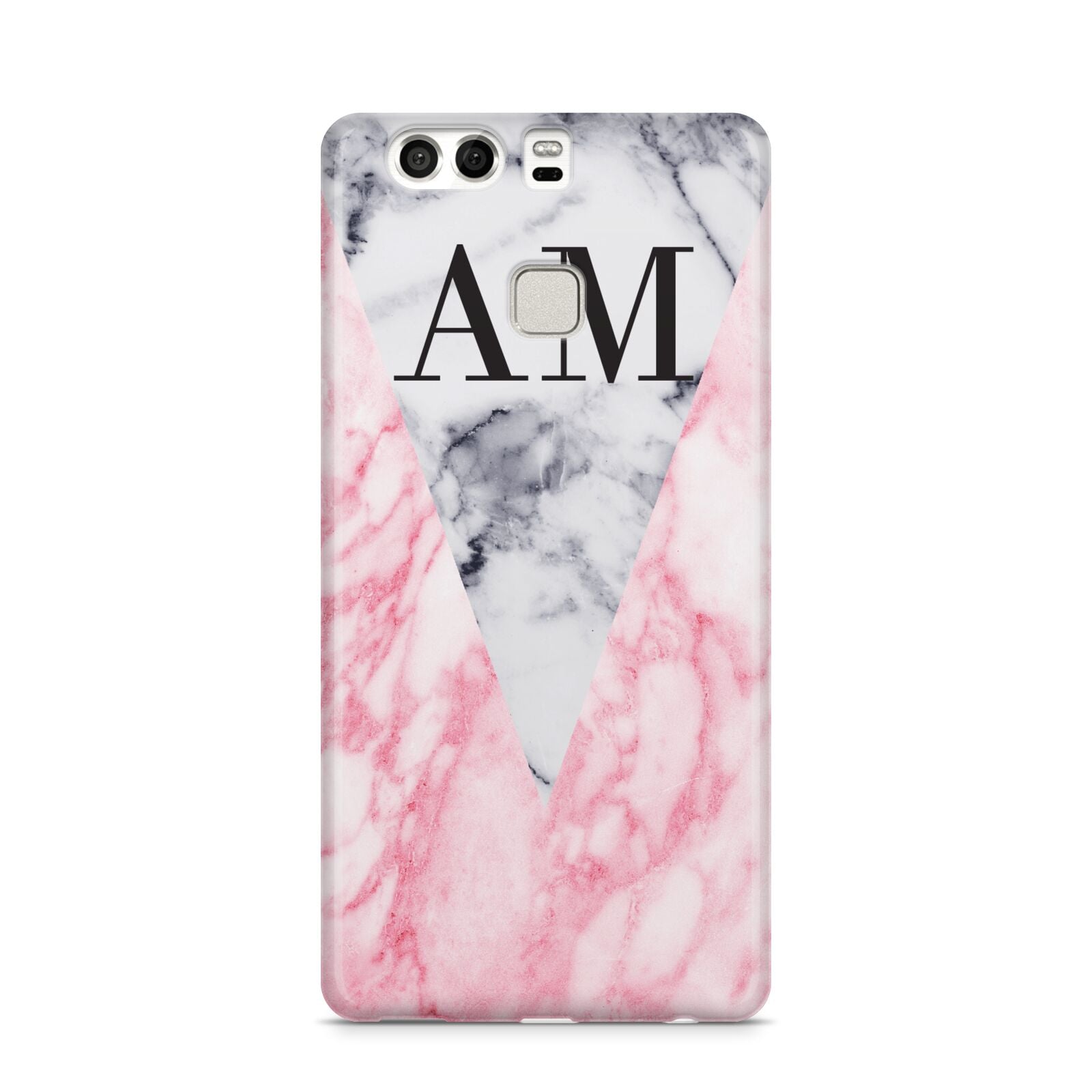 Personalised Grey Inset Marble Initials Huawei P9 Case