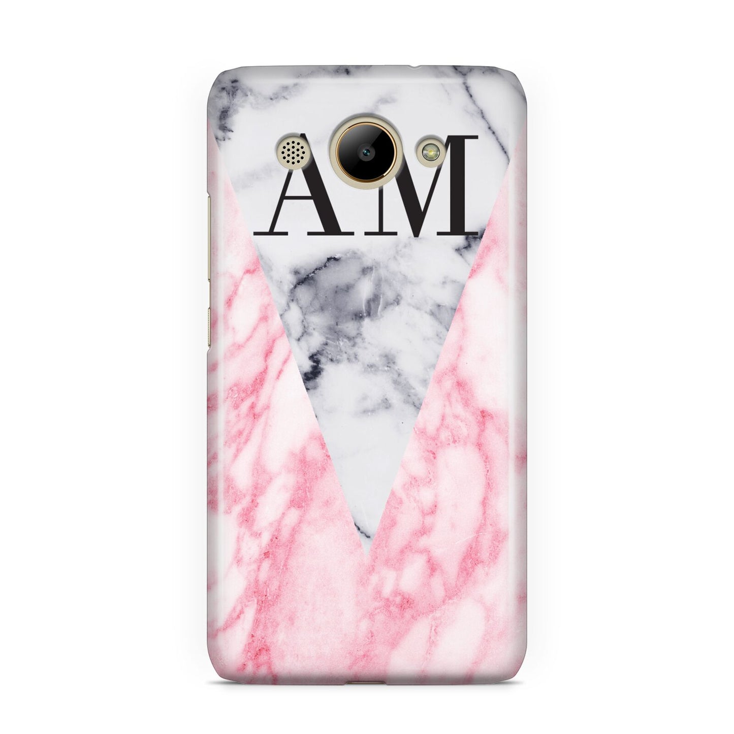 Personalised Grey Inset Marble Initials Huawei Y3 2017