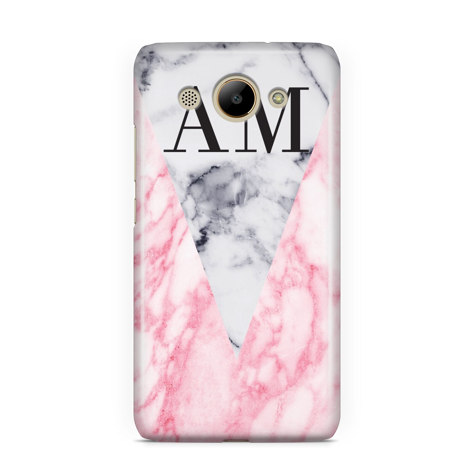 Personalised Grey Inset Marble Initials Huawei Y3 2017