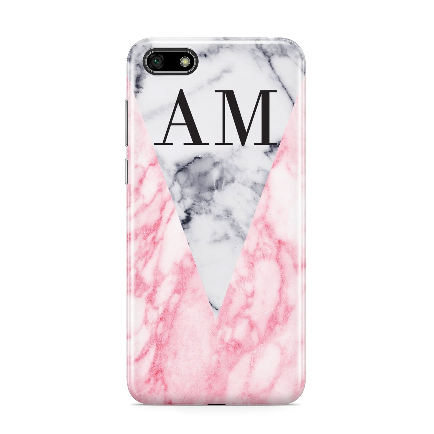 Personalised Grey Inset Marble Initials Huawei Y5 Prime 2018 Phone Case