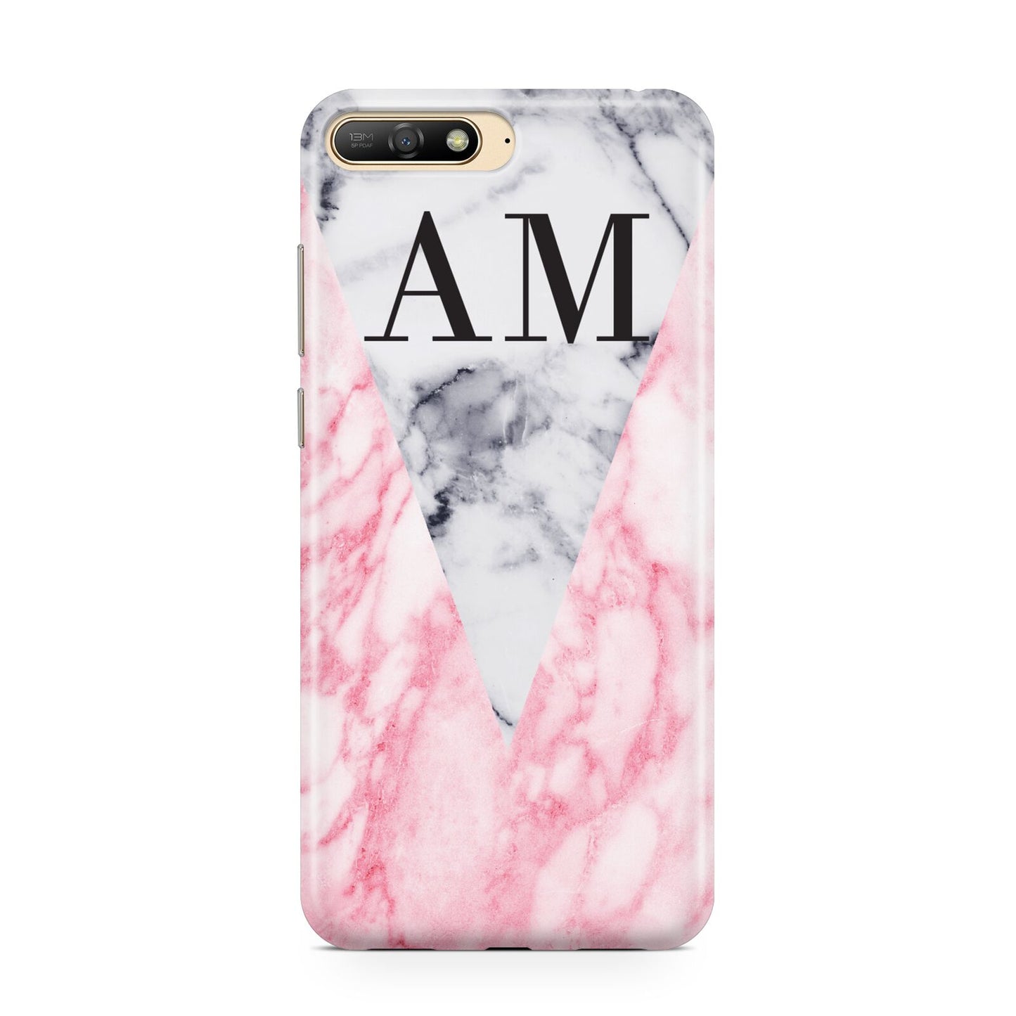 Personalised Grey Inset Marble Initials Huawei Y6 2018