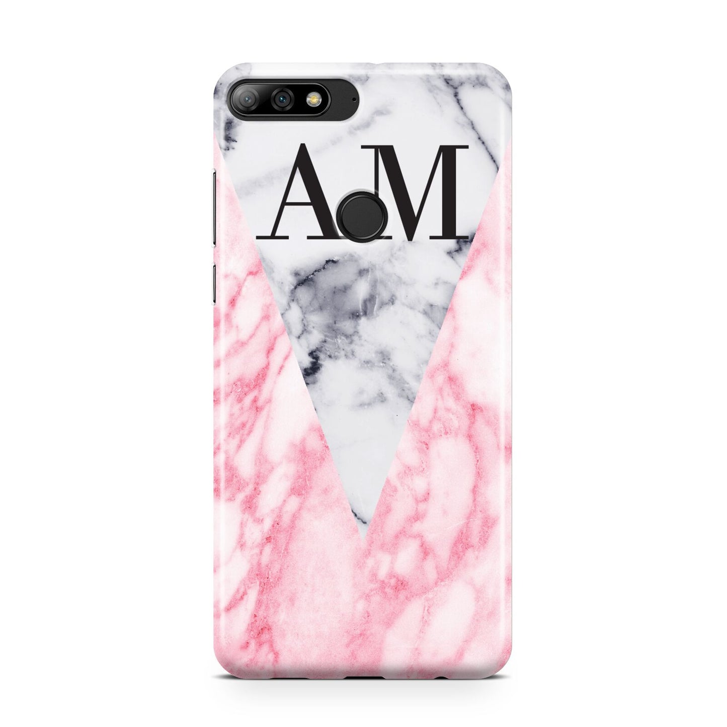 Personalised Grey Inset Marble Initials Huawei Y7 2018